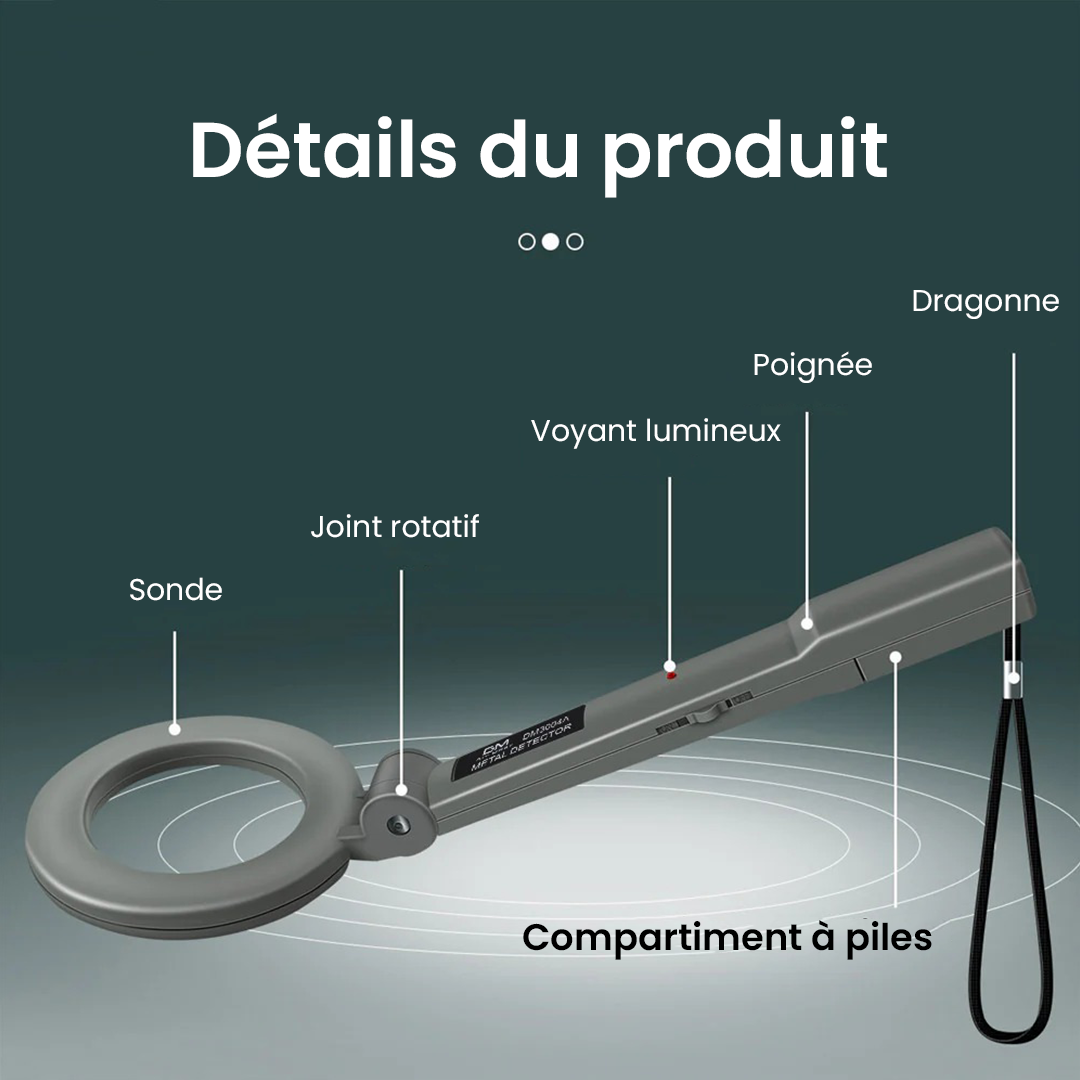 Détecteur de Métaux DM3004A - Scanner Portatif Haute Sensibilité
