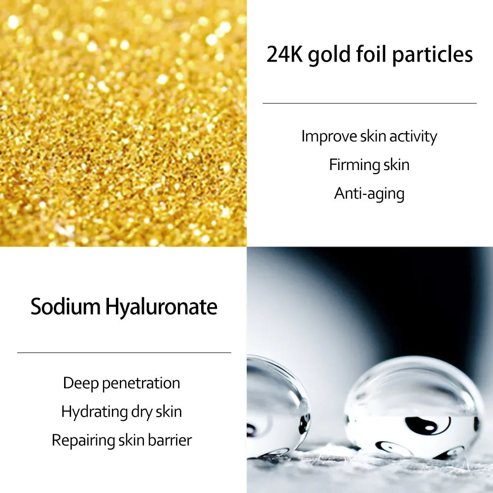 Sérum à l'acide hyaluronique doré 24K pour le visage