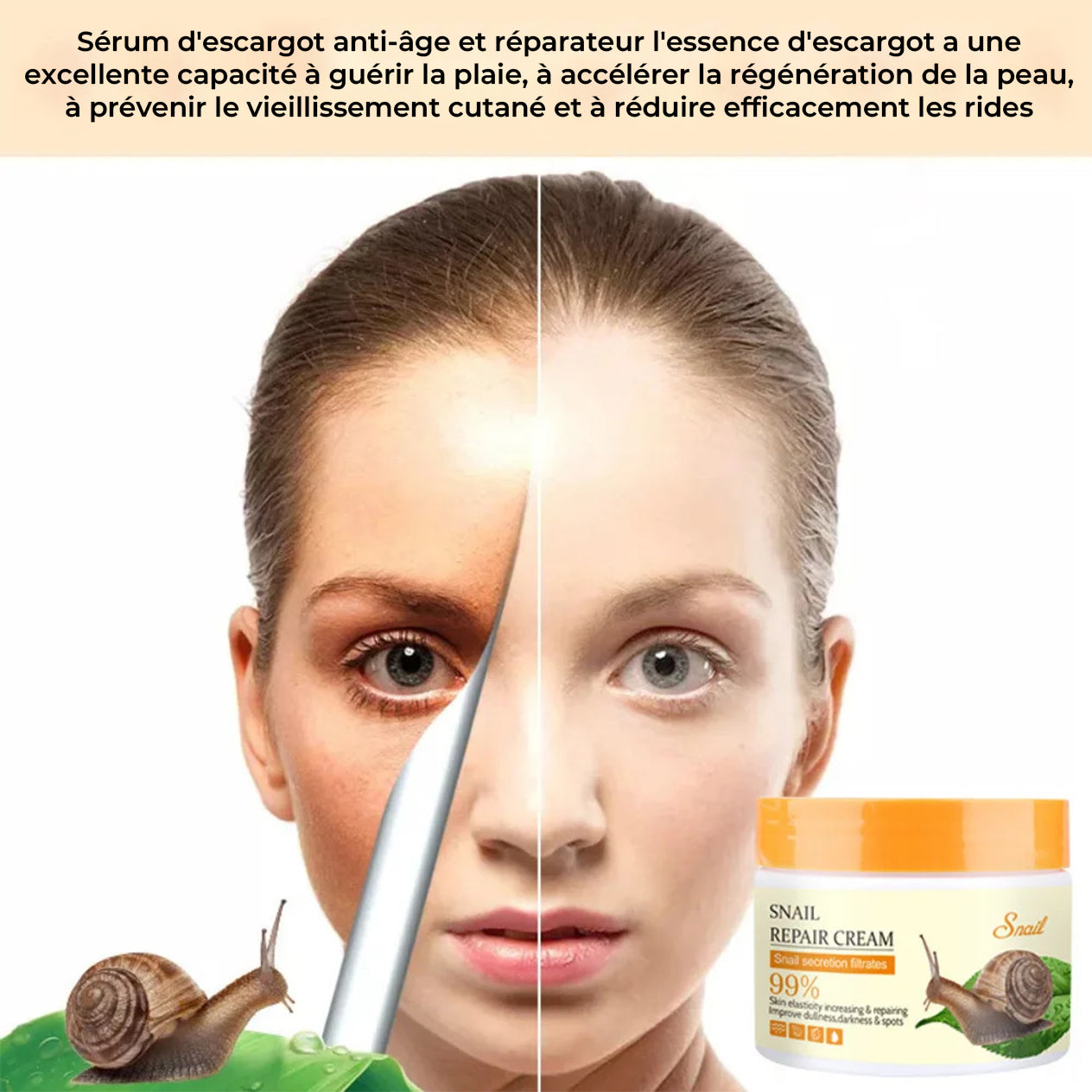 Sérum Facial à Base d'Extrait d'Escargot Wokali