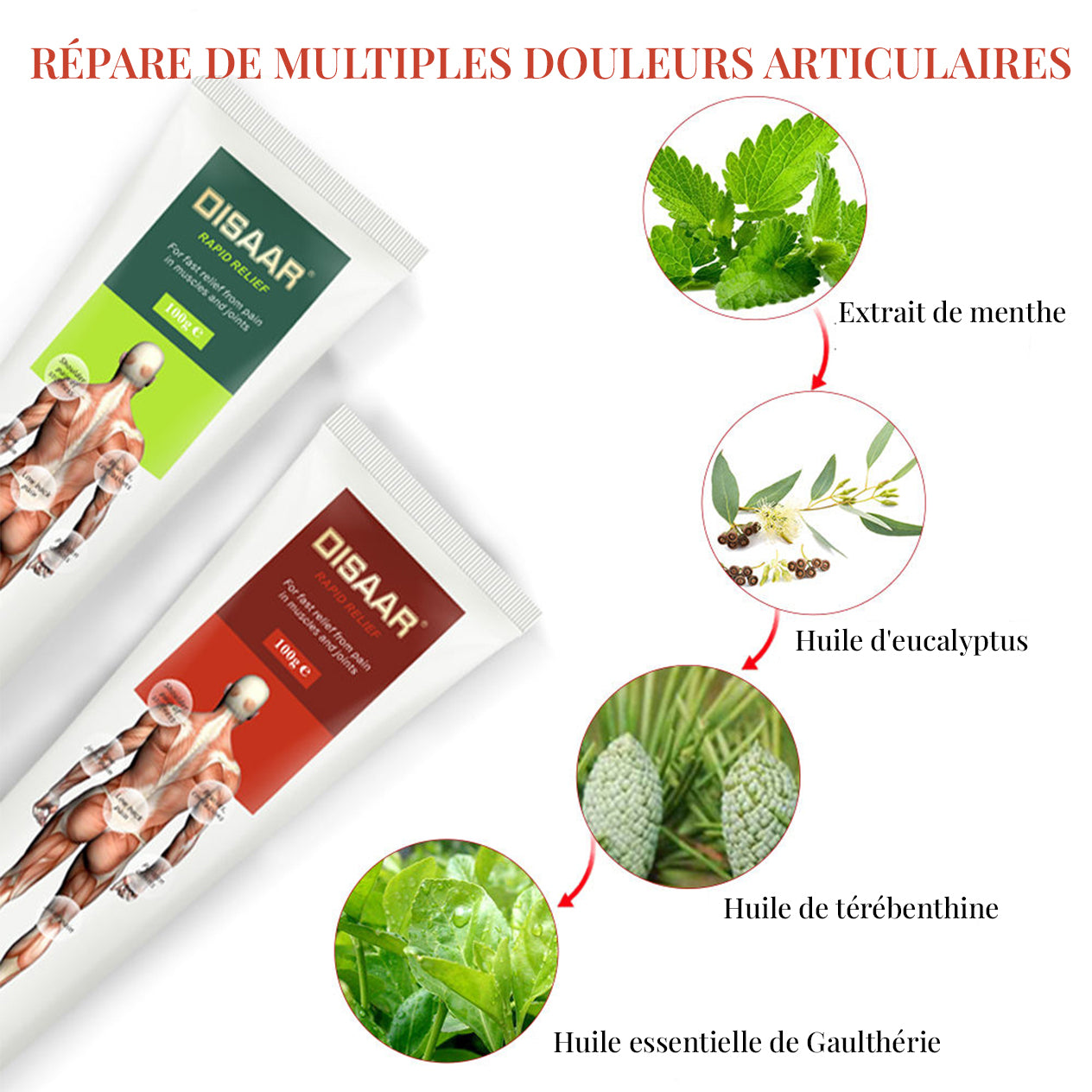 Baume de Massage Musculaire 100G - Soulage les Douleurs Articulaires et Musculaires