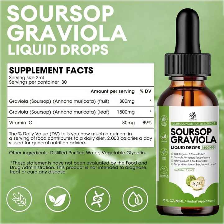 Gouttes Liquides de Corossol avec Multivitamines