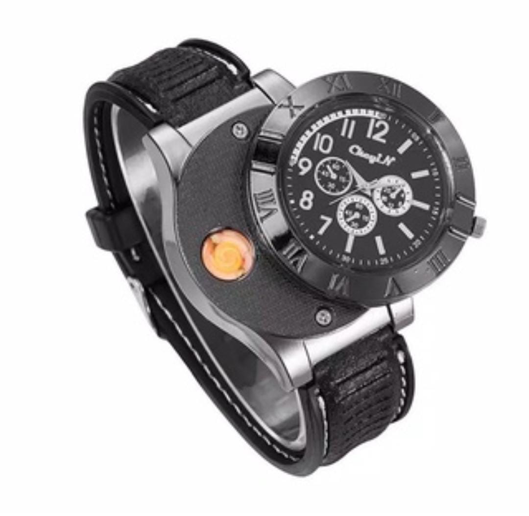 Briquet Électronique Rechargeable USB 2-en-1 avec Montre Intégrée