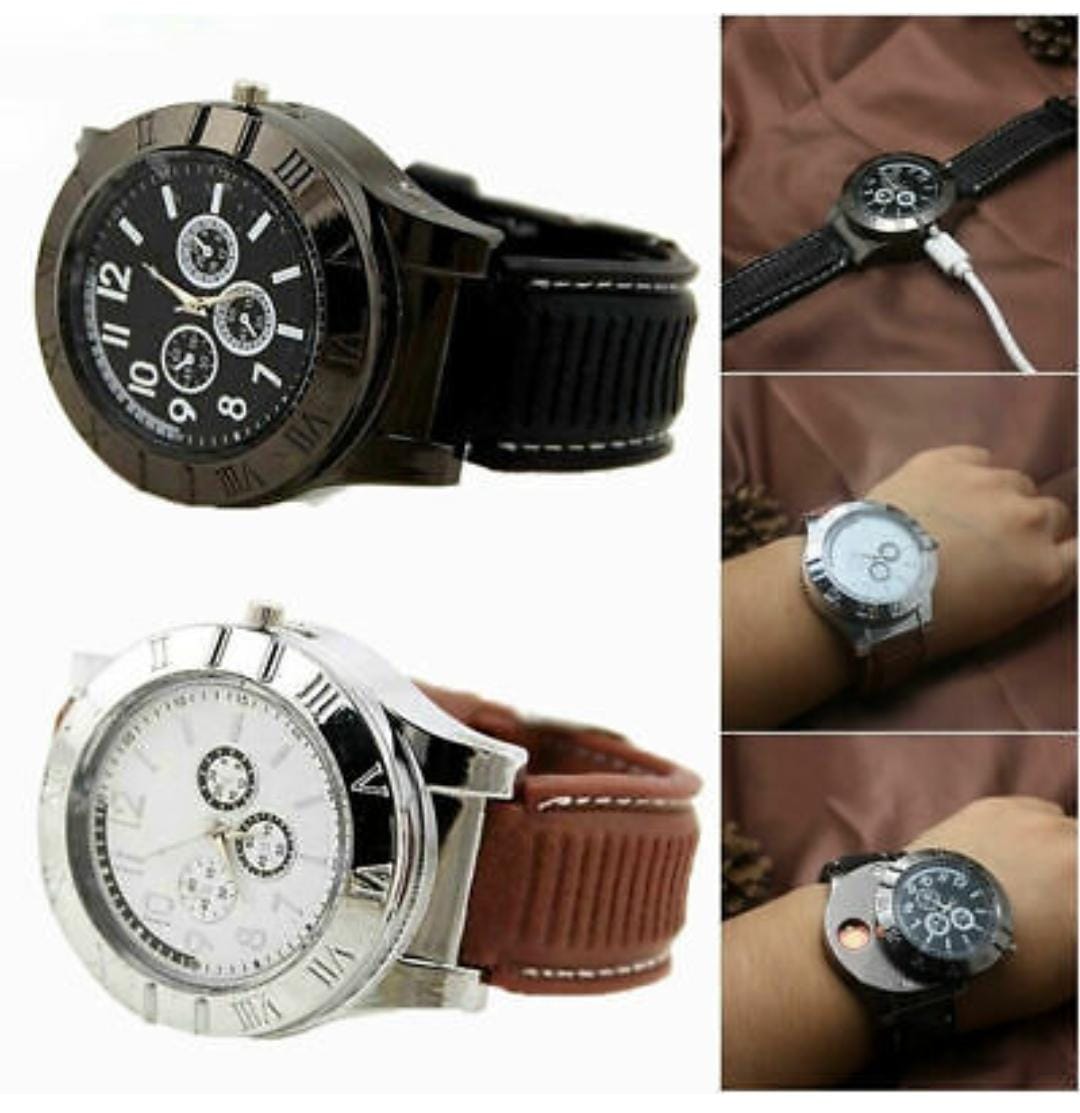 Briquet Électronique Rechargeable USB 2-en-1 avec Montre Intégrée