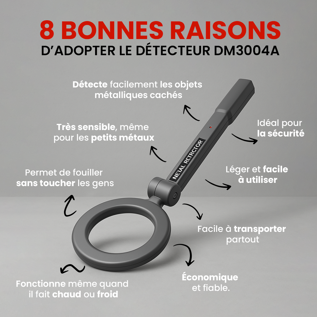 Détecteur de Métaux DM3004A - Scanner Portatif Haute Sensibilité