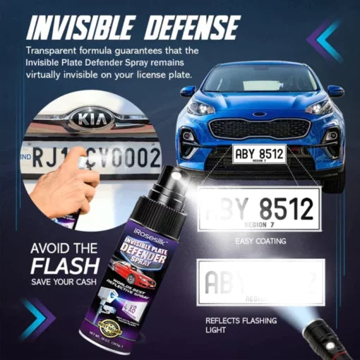 Spray Défenseur de Plaque d'Immatriculation Invisible