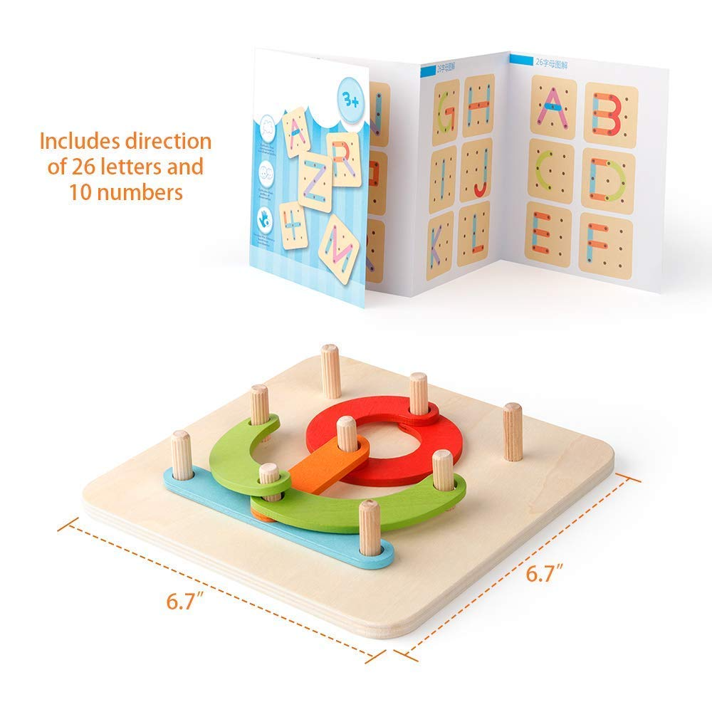 Jeu de Bloc Éducatif en Bois – Lettres, Chiffres et Formes
