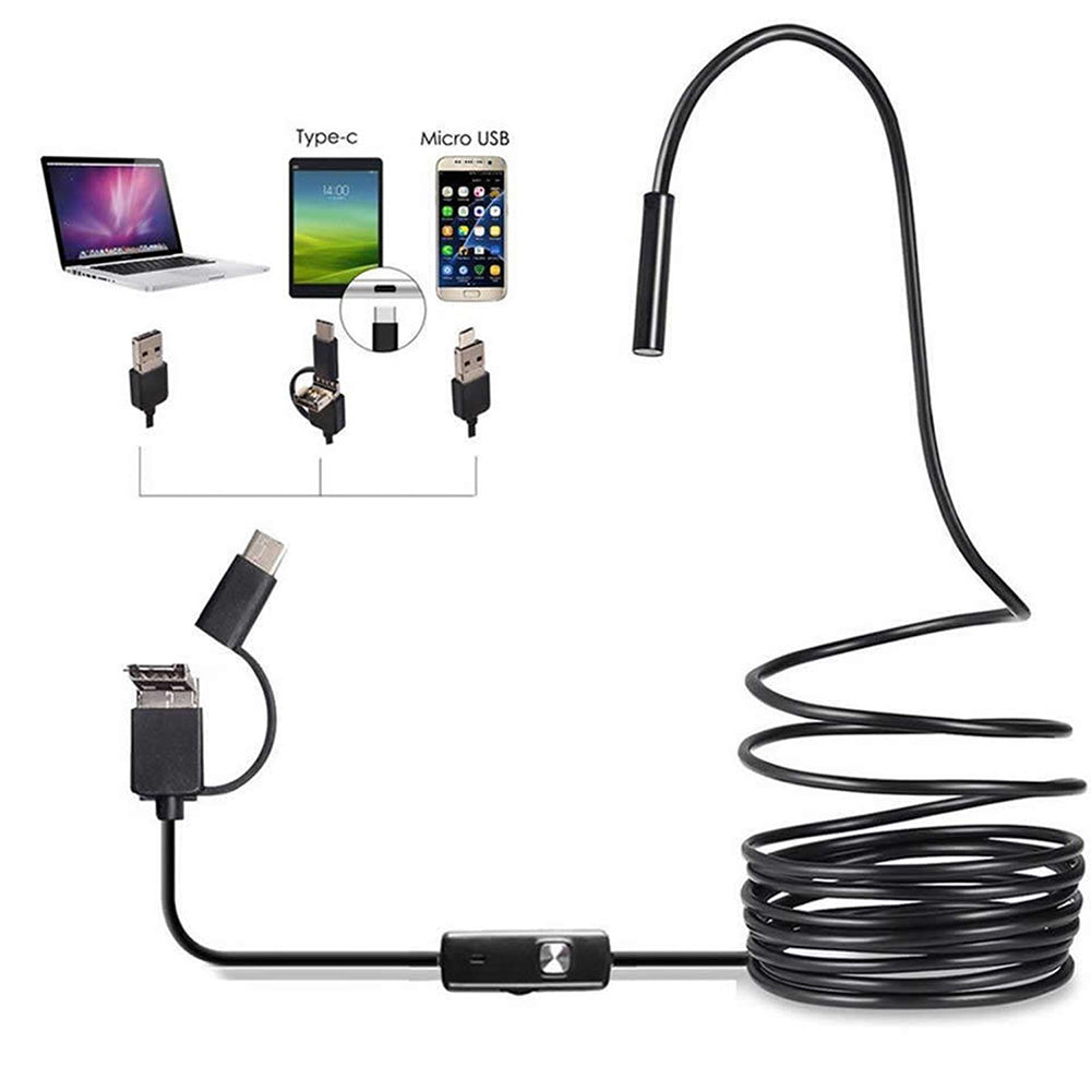 Caméra Endoscope 3-en-1 (7mm) avec Câble de 1m/2m/5m - Étanche IP67