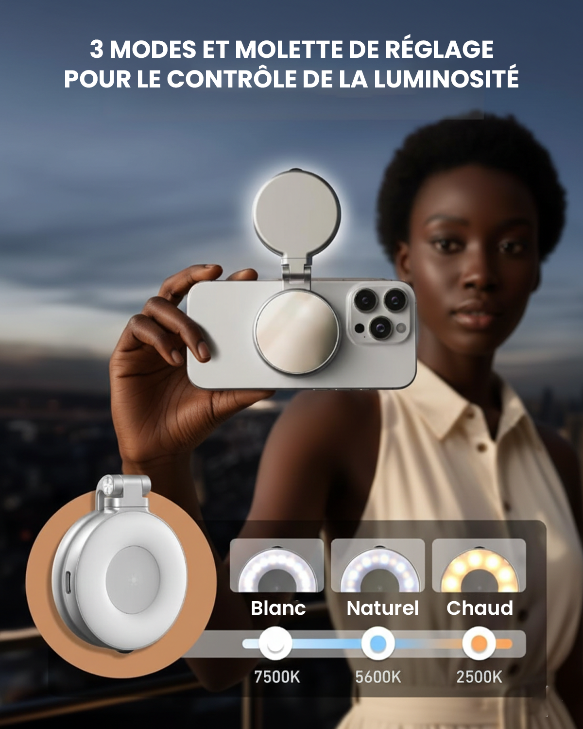 LumiRing– La Lumière Selfie Magnétique 3-en-1