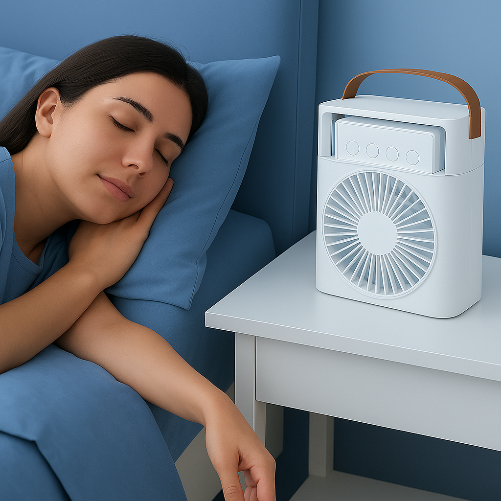 Mini Ventilateur Climatiseur Portable – Silencieux, 3 Vitesses, USB & Design Compact