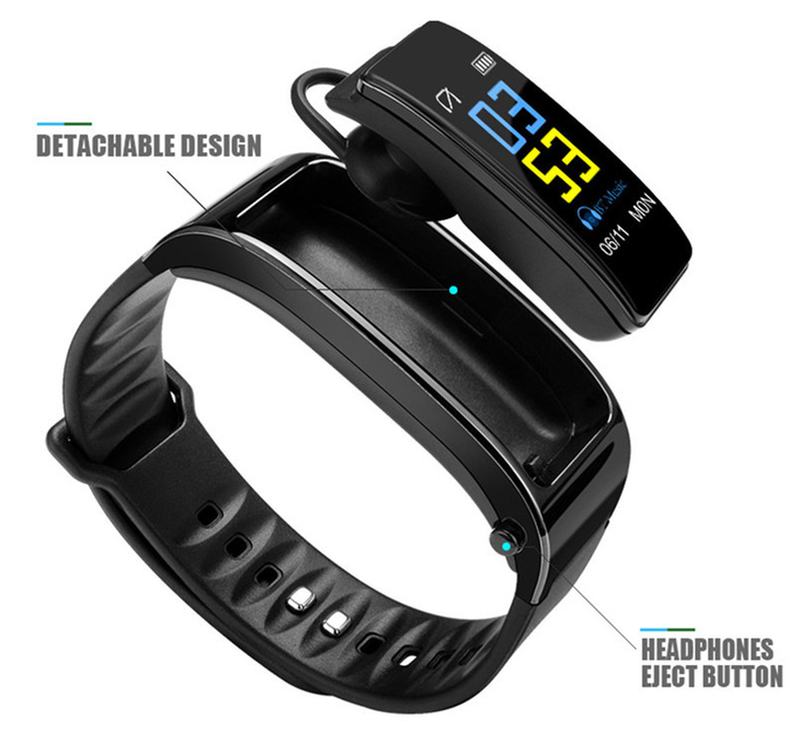 2 en 1 Bracelet Intelligent avec Écouteur Bluetooth
