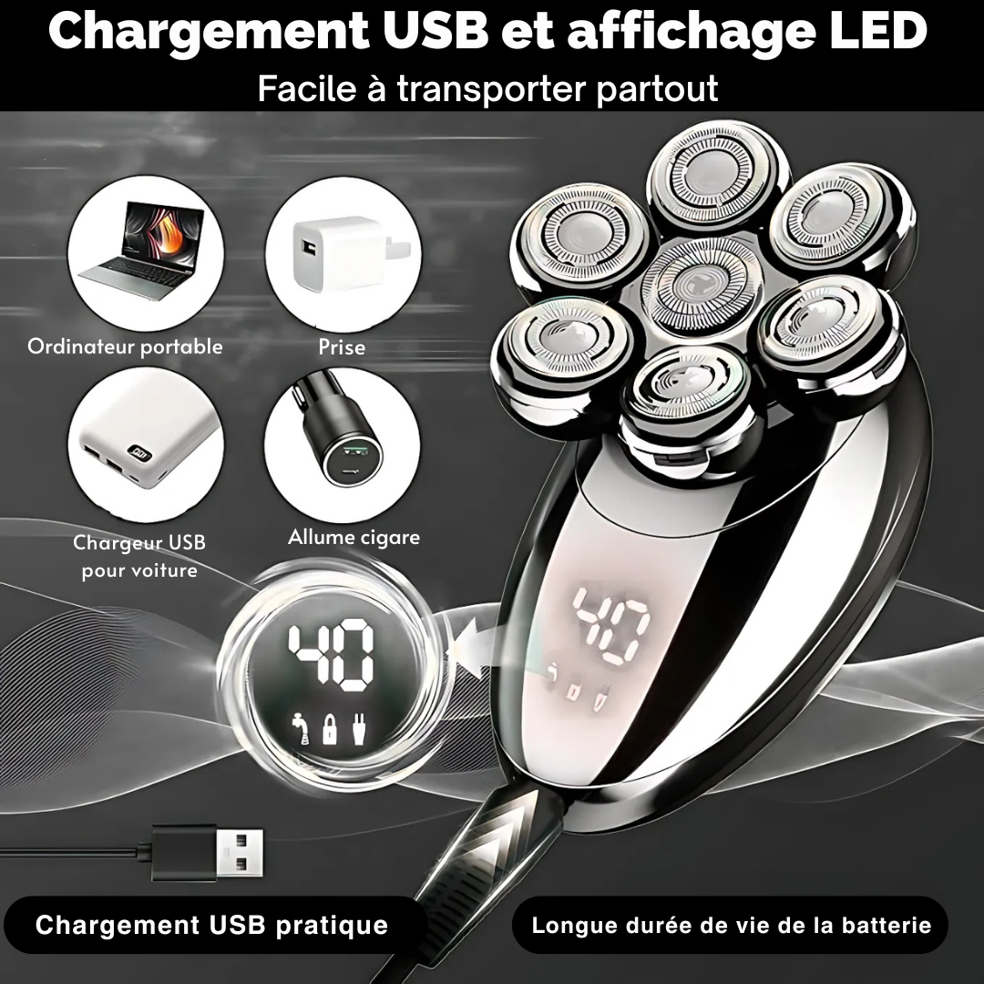 Rasoir Électrique 7-en-1 – Rasage Ultra Rapide & Précis