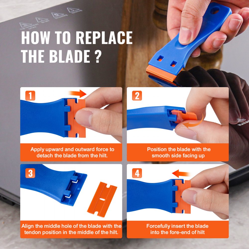 Grattoir à lame de rasoir en plastique VEVOR 2 pièces Outil de grattoir 120 pièces Lames en plastique POM